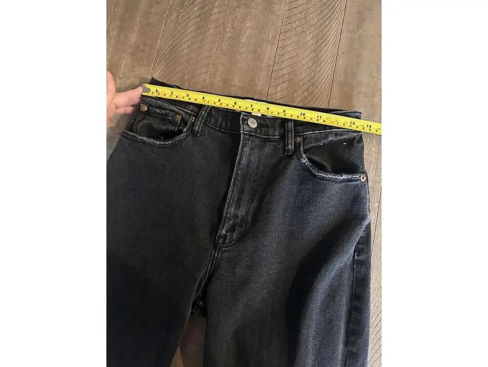 Abercrombie & Fitch Ankle Straight Ultra High Rise Curve Jeans Black Women 27/4R - Picture 9 of 14